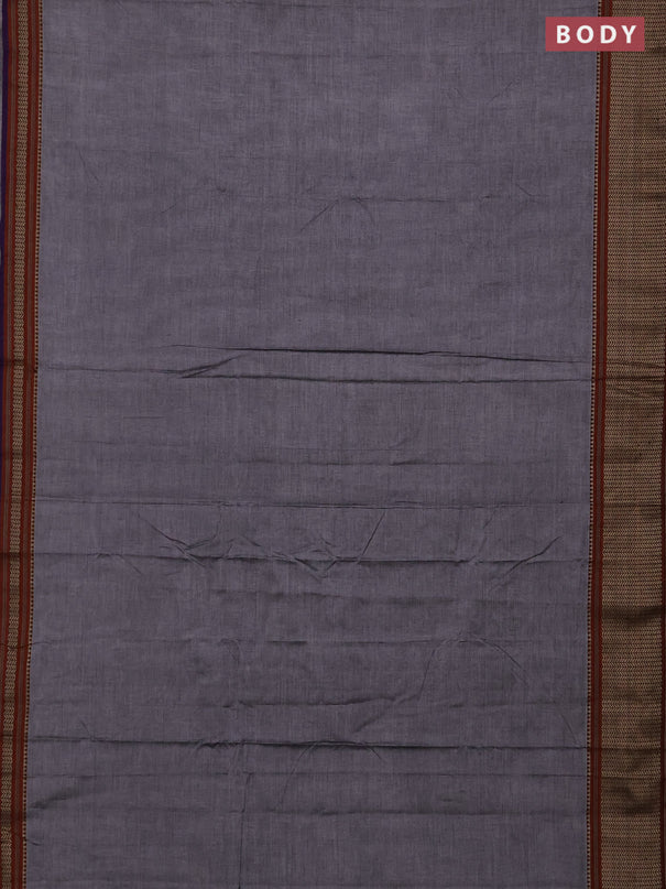 Narayanpet cotton saree grey and violet with pain body and thread woven border