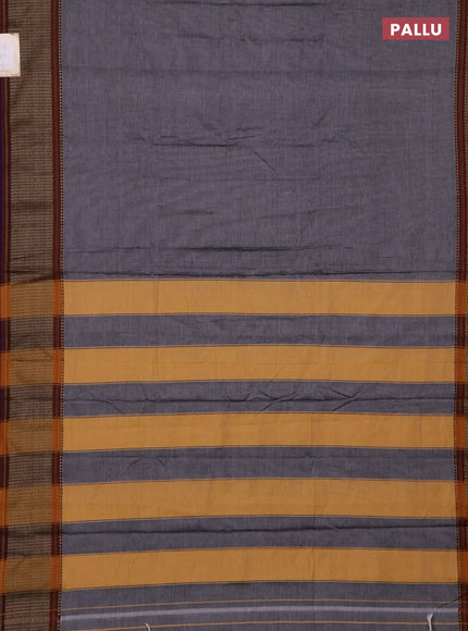 Narayanpet cotton saree grey and violet with pain body and thread woven border