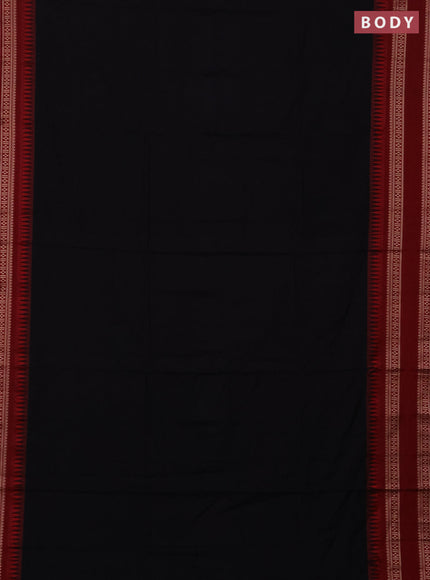 Narayanpet cotton saree black and maroon with plain body and rettapet thread woven border