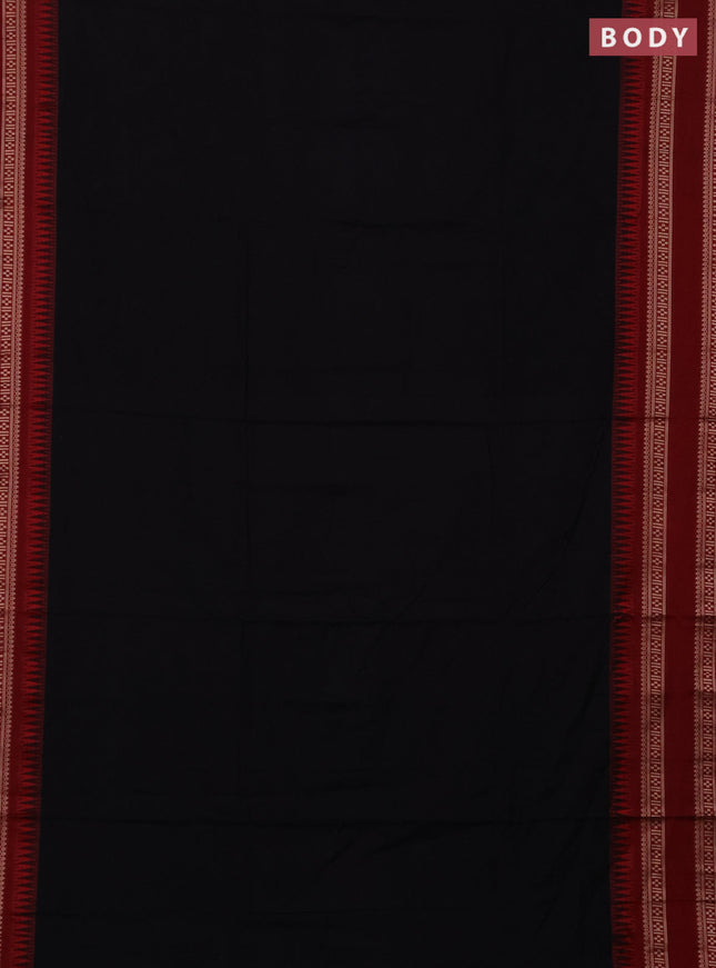 Narayanpet cotton saree black and maroon with plain body and rettapet thread woven border
