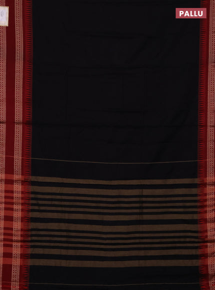 Narayanpet cotton saree black and maroon with plain body and rettapet thread woven border