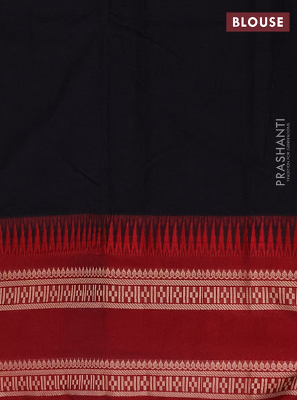 Narayanpet cotton saree black and maroon with plain body and rettapet thread woven border
