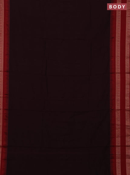 Narayanpet cotton saree deep wine and maroon with plain body and rettapet thread woven border