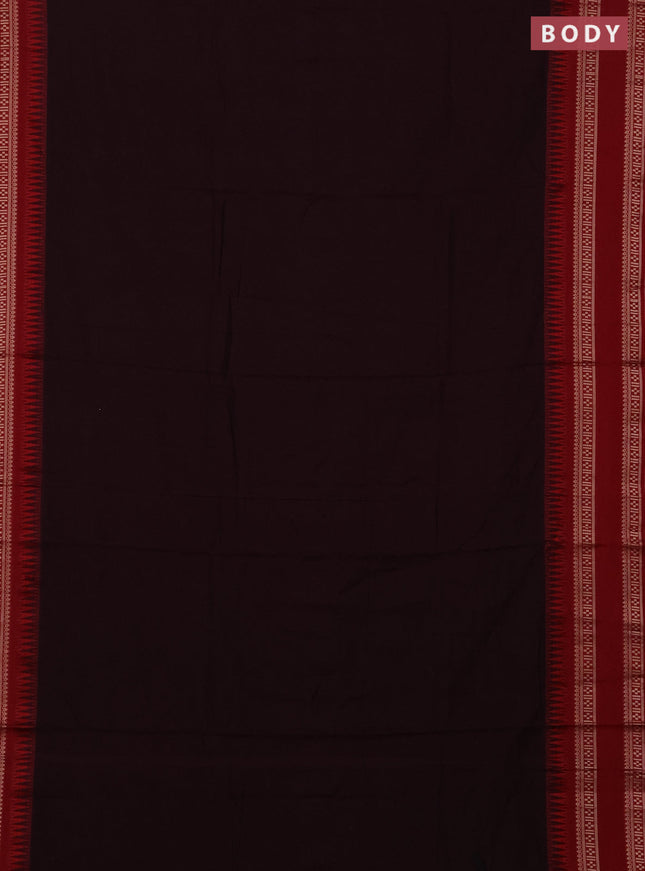 Narayanpet cotton saree deep wine and maroon with plain body and rettapet thread woven border