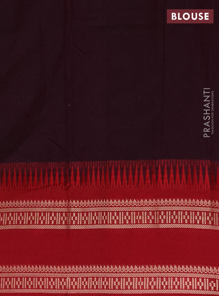 Narayanpet cotton saree deep wine and maroon with plain body and rettapet thread woven border