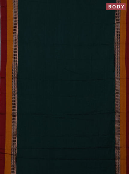 Narayanpet cotton saree green and mustard yellow maroon with plain body and thread woven simple border