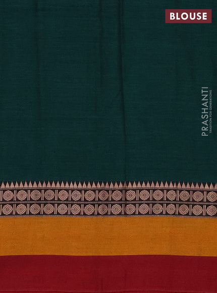 Narayanpet cotton saree green and mustard yellow maroon with plain body and thread woven simple border