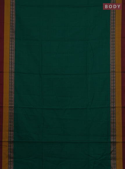 Narayanpet cotton saree green and maroon with plain body and thread thread woven simple border