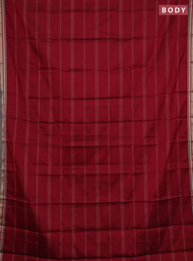Narayanpet cotton saree maroon and beige with allover thread weaves and small threda woven border