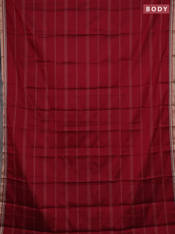 Narayanpet cotton saree maroon and beige with allover thread weaves and small threda woven border