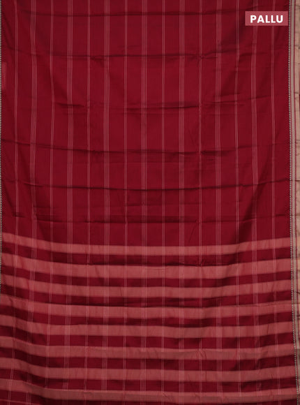 Narayanpet cotton saree maroon and beige with allover thread weaves and small threda woven border