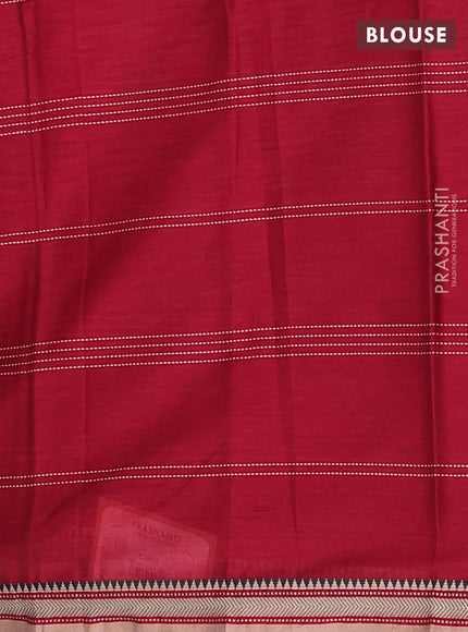 Narayanpet cotton saree maroon and beige with allover thread weaves and small threda woven border