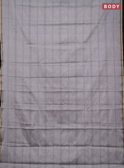 Narayanpet cotton saree grey and black with allover thread weaves and small threda woven border