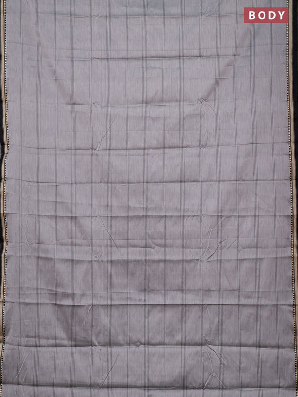 Narayanpet cotton saree grey and black with allover thread weaves and small threda woven border