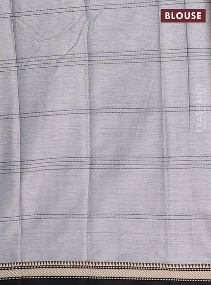 Narayanpet cotton saree grey and black with allover thread weaves and small threda woven border