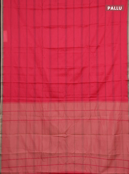 Narayanpet cotton saree tomato pink and maroon with allover thread weaves and small threda woven border