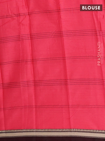 Narayanpet cotton saree tomato pink and maroon with allover thread weaves and small threda woven border