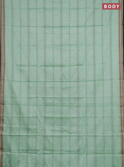 Narayanpet cotton saree teal green and green with allover thread weaves and small threda woven border