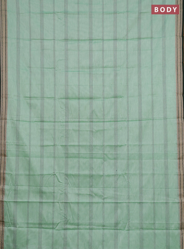 Narayanpet cotton saree teal green and green with allover thread weaves and small threda woven border