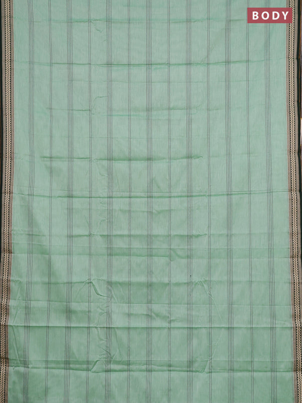 Narayanpet cotton saree teal green and green with allover thread weaves and small threda woven border