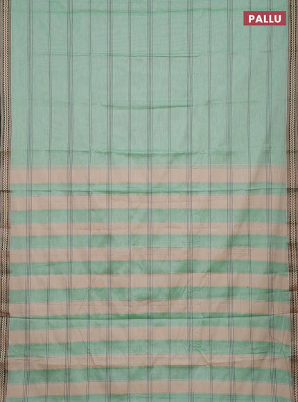 Narayanpet cotton saree teal green and green with allover thread weaves and small threda woven border