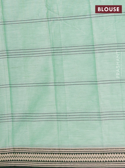 Narayanpet cotton saree teal green and green with allover thread weaves and small threda woven border