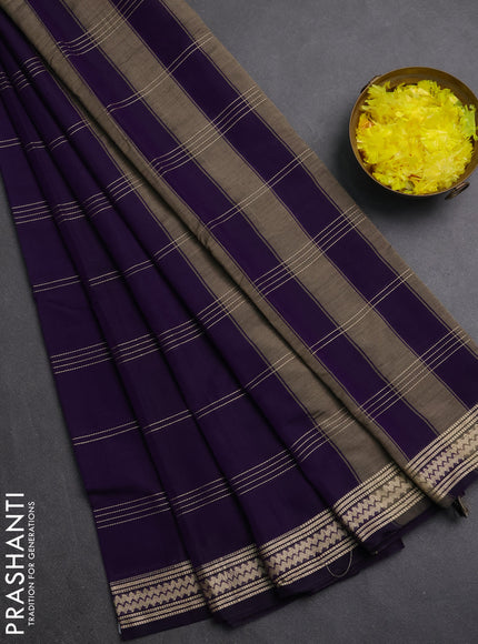 Narayanpet cotton saree violet and black with allover thread weaves and thread woven border