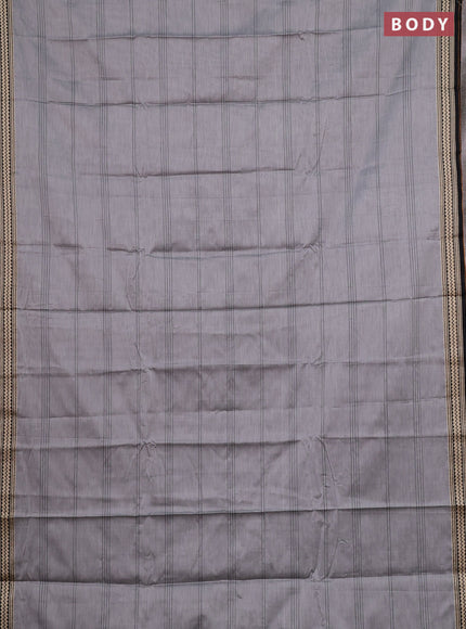 Narayanpet cotton saree grey and black with allover thread weaves and thread woven border