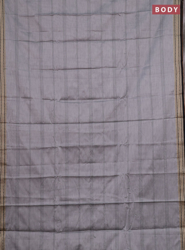 Narayanpet cotton saree grey and black with allover thread weaves and thread woven border