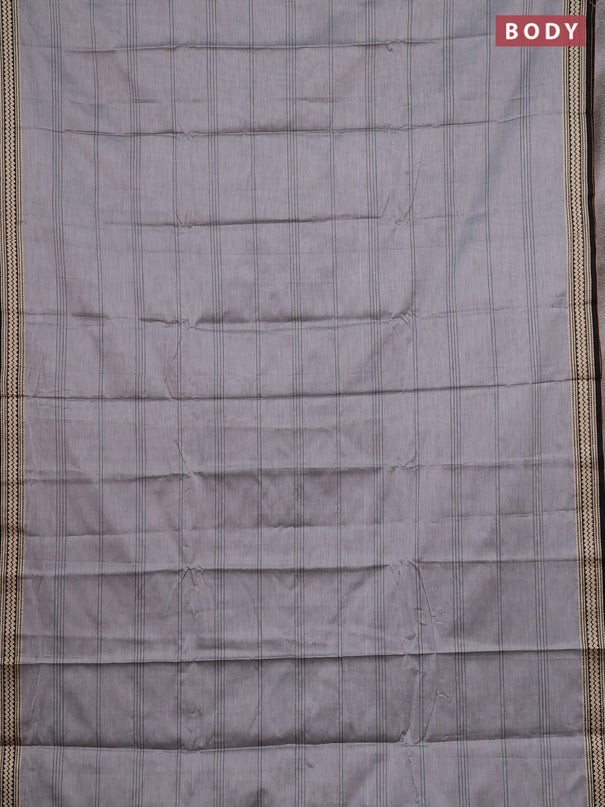 Narayanpet cotton saree grey and black with allover thread weaves and thread woven border