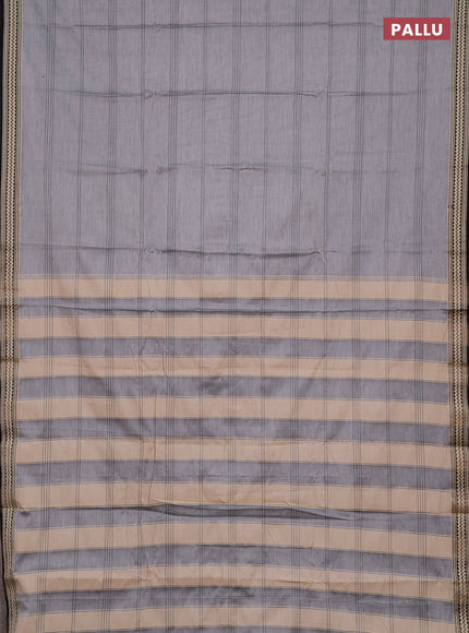 Narayanpet cotton saree grey and black with allover thread weaves and thread woven border