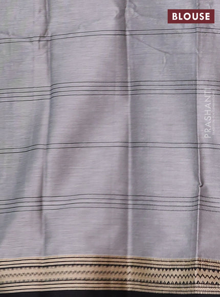 Narayanpet cotton saree grey and black with allover thread weaves and thread woven border