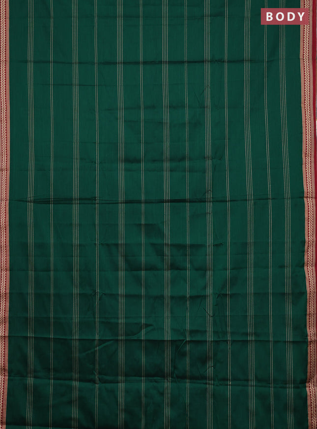 Narayanpet cotton saree green and maroon with allover thread weaves and thread woven border