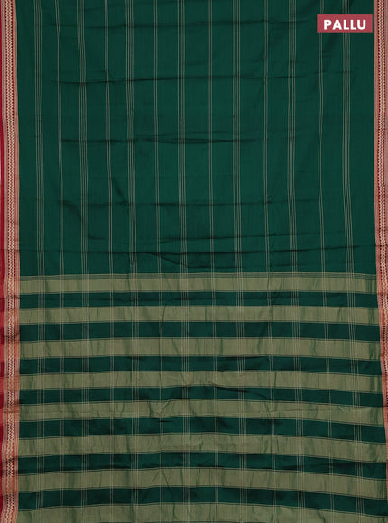 Narayanpet cotton saree green and maroon with allover thread weaves and thread woven border
