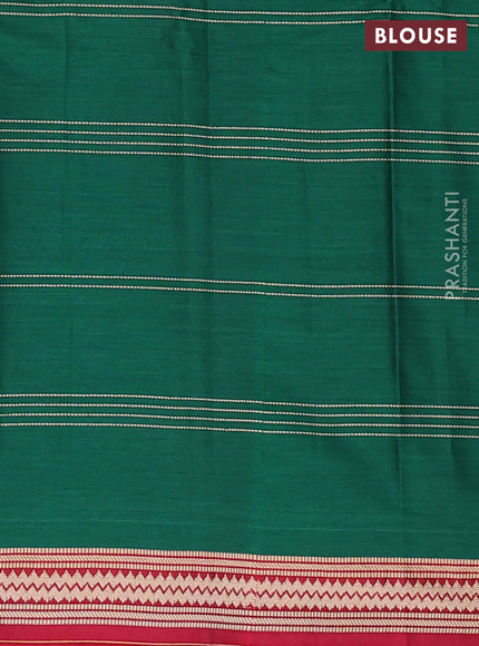 Narayanpet cotton saree green and maroon with allover thread weaves and thread woven border