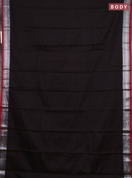 Narayanpet cotton saree coffee brown and maroon with plain body and silver zari woven border