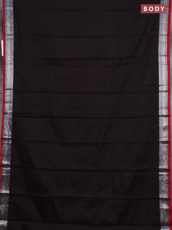 Narayanpet cotton saree coffee brown and maroon with plain body and silver zari woven border
