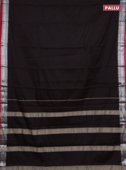 Narayanpet cotton saree coffee brown and maroon with plain body and silver zari woven border