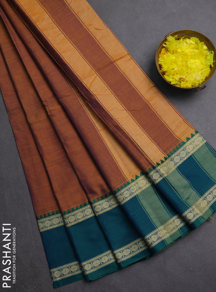 Narayanpet cotton saree rust shade and magenta pink with plain body and ganga jamuna border