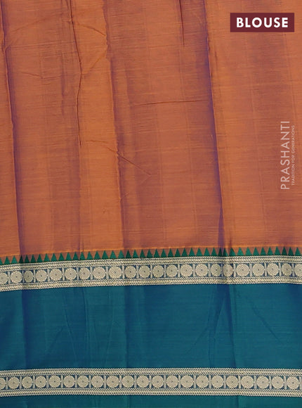 Narayanpet cotton saree rust shade and magenta pink with plain body and ganga jamuna border