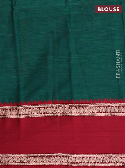 Narayanpet cotton saree green and dark beige with plain body and ganga jamuna border