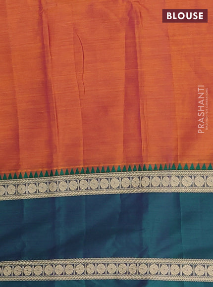 Narayanpet cotton saree rust shade and magenta pink with plain body and ganga jamuna border
