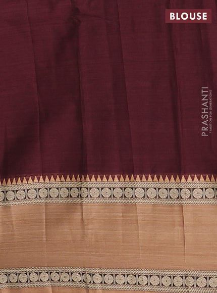 Narayanpet cotton saree coffee brown and mustard yellow with plain body and ganga jamuna border