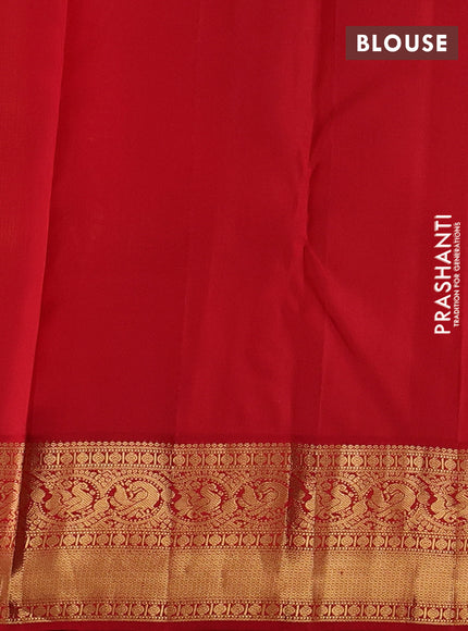 Pure kanchipuram silk saree yellow and red with allover zari woven brocade weaves and rich zari woven korvai border