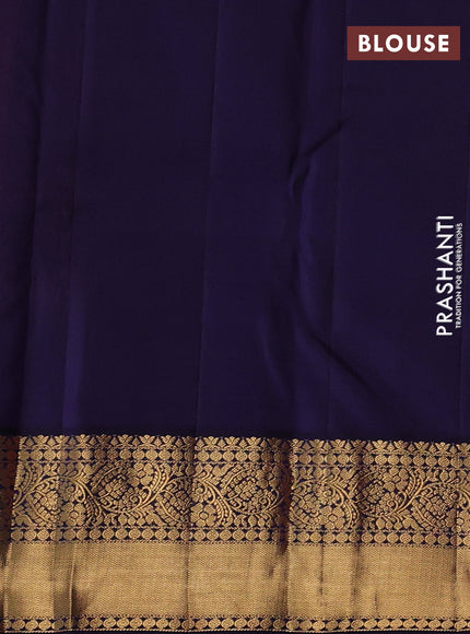 Pure kanchipuram silk saree pink and dark blue with allover zari woven brocade weaves and rich zari woven korvai border