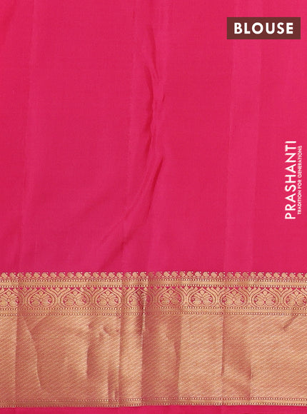 Pure kanchipuram silk saree pink with allover zari woven brocade weaves and rich zari woven border