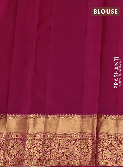 Pure kanchipuram silk saree lavender and magenta pink with allover zari woven brocade weaves and rich zari woven korvai border