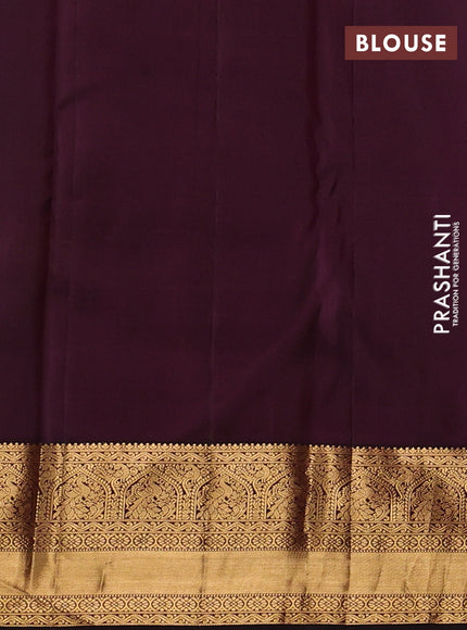 Pure kanchipuram silk saree wine shade with allover zari woven annam brocade weaves and rich zari woven border