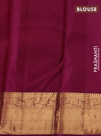 Pure kanchipuram silk saree purple with allover zari woven brocade weaves and rich zari woven border
