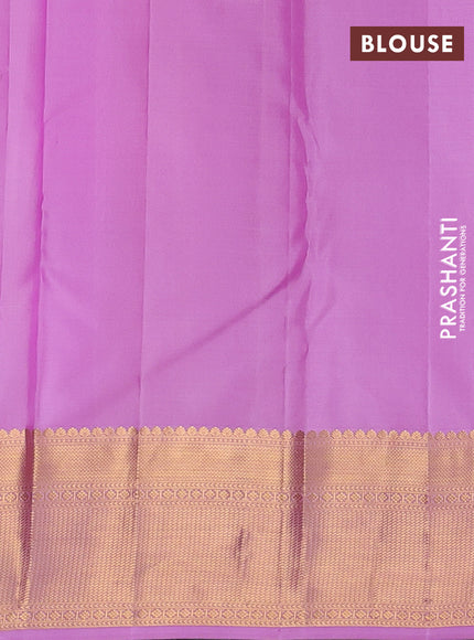 Pure kanchipuram silk saree lavender with allover zari woven brocade weaves and rich zari woven border